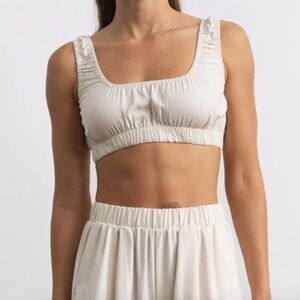Ozma of California Sophie Crop Bra Top in Natural M Regen Silk Noil